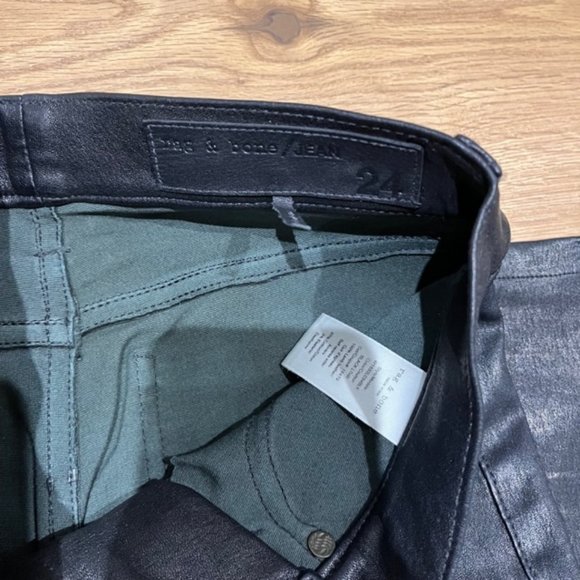Rag & Bone Black Leather Skinny Pants Size 24 - Picture 3 of 5